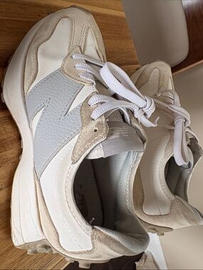 New Balance White, Beige & Gray Retro Runner Sneakers